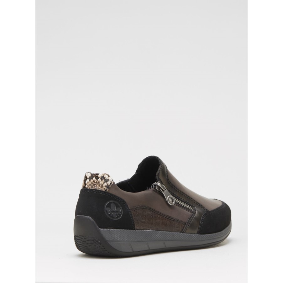 リーカー トレーナー シューズ ジップ付き ブラウン