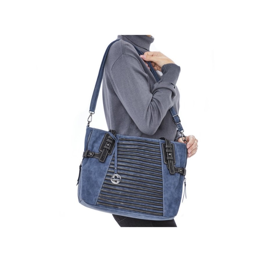 ブルー リーカー H1083-12 レディース ブルー ジッパー ハンドバッグ