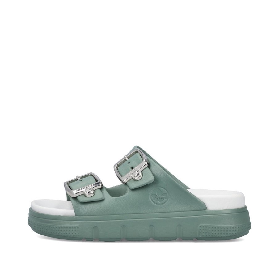 グリーン Rieker P2180 女性サンダル