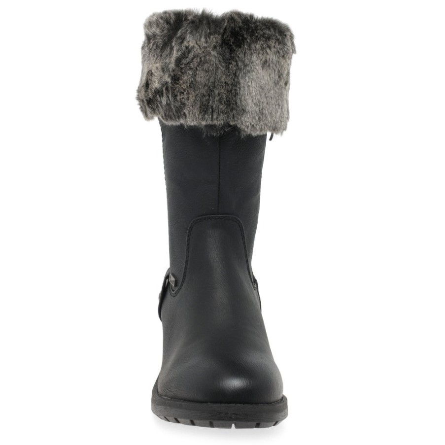 ブラック リーカー ニューアム レディース 防水 フェイクファー トリム ブーツ