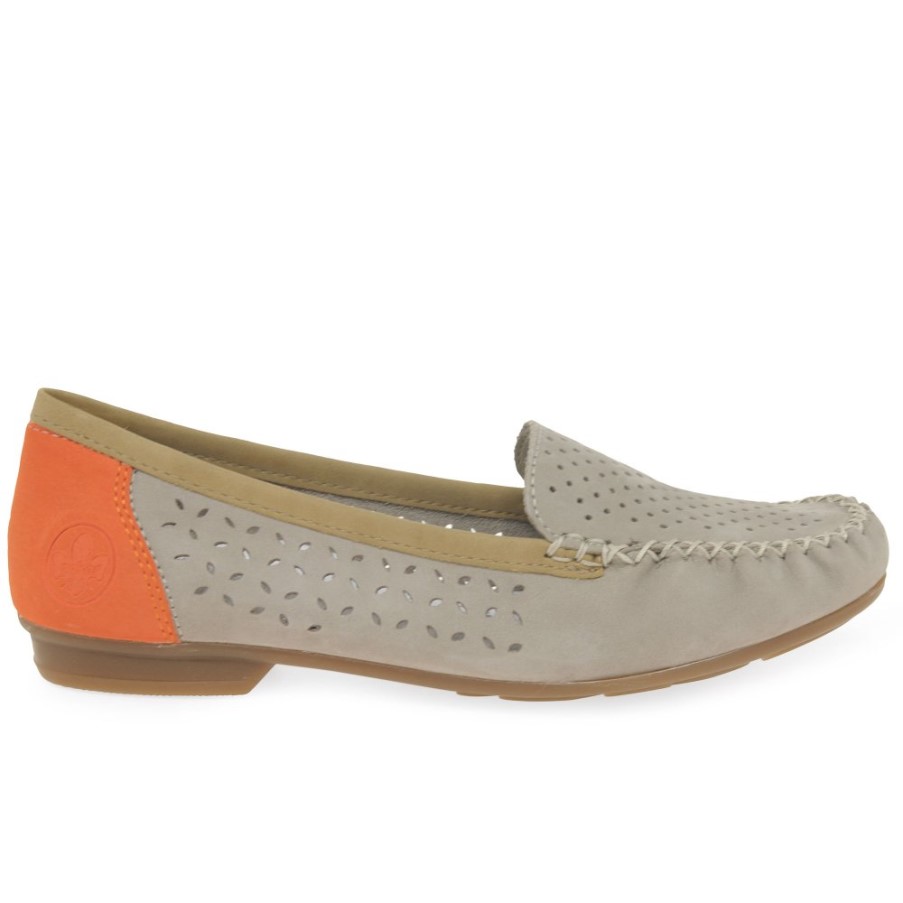 Cloud Rieker Peggy レディース パンチディテール モカシン