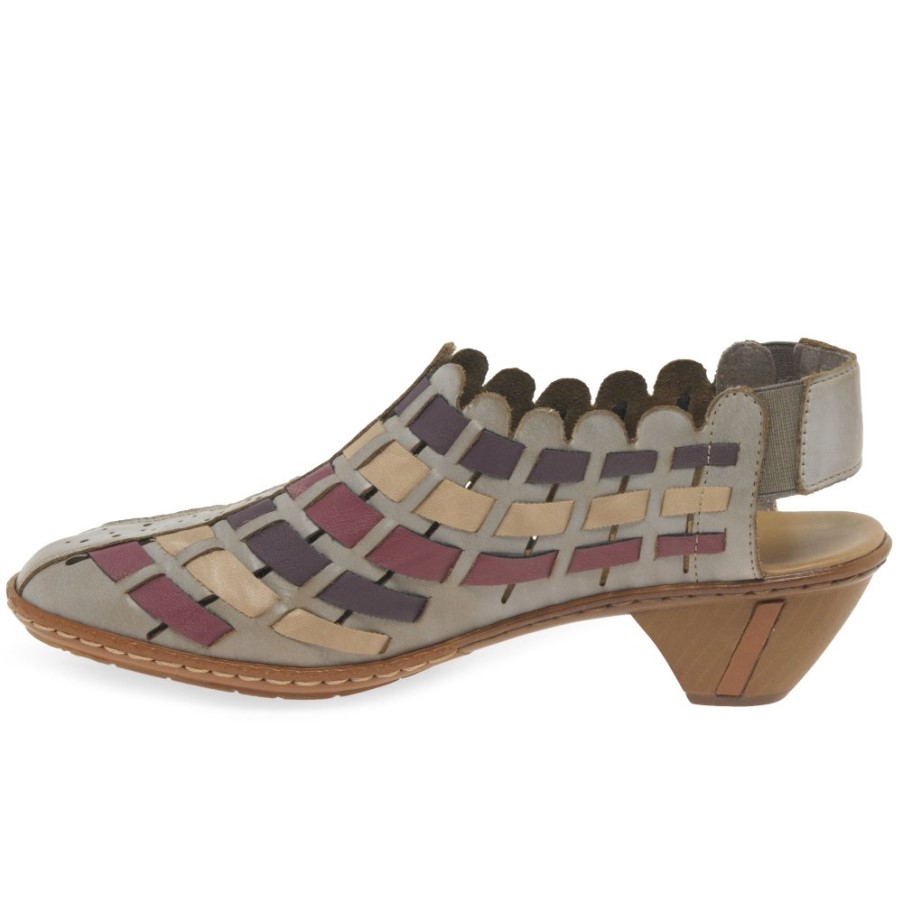 ストーン リーカー シーナ レザー ウーブン ヒール シューズ