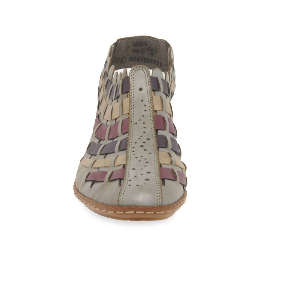 ストーン リーカー シーナ レザー ウーブン ヒール シューズ