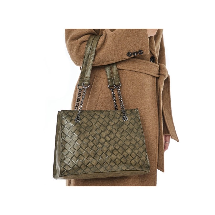 Rieker H1336-54 レディース グリーン ジッパー ハンドバッグ グリーン