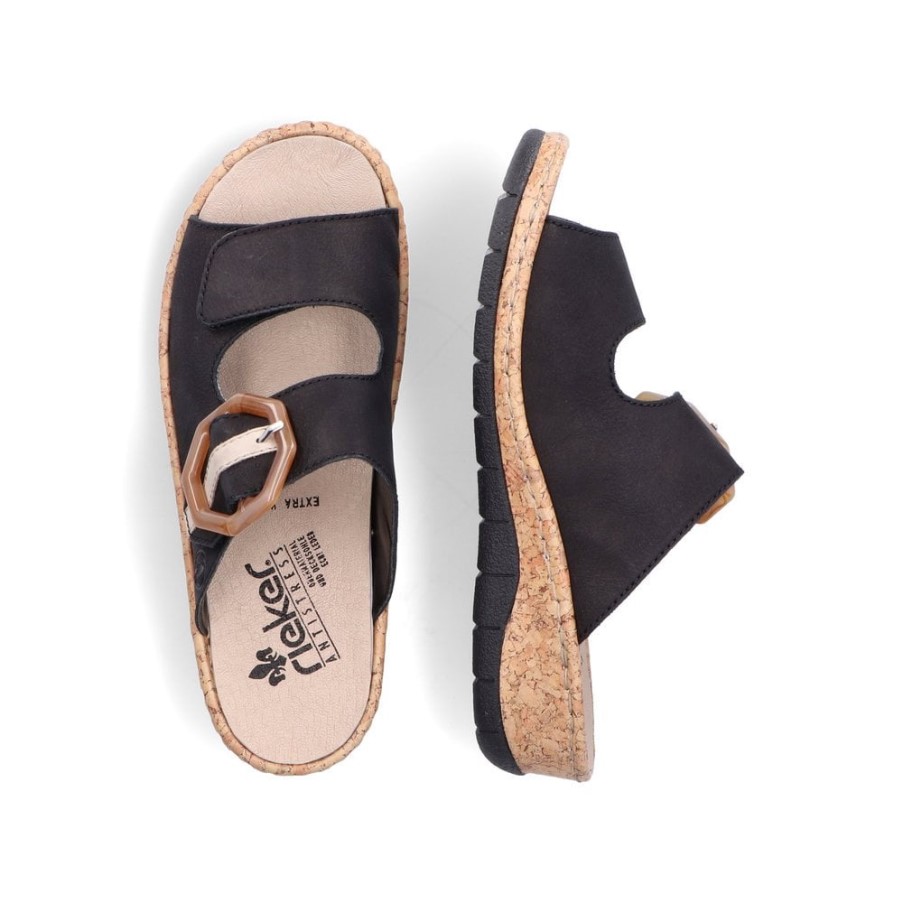 Rieker V7150 レディース サンダル ブラック