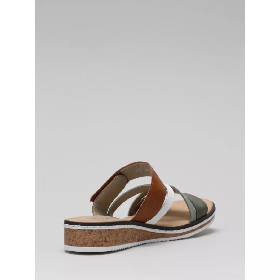 グリーン Rieker ストラップ ミュール サンダル