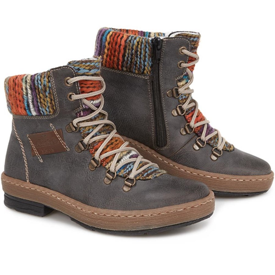 リーカーブルー レースアップ アンクルブーツ