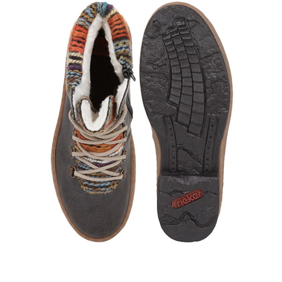 リーカーブルー レースアップ アンクルブーツ