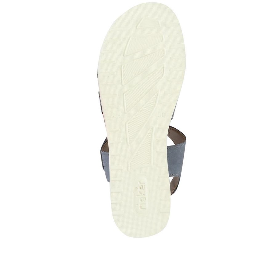 リーカー ブルー ストラップ フラット サンダル