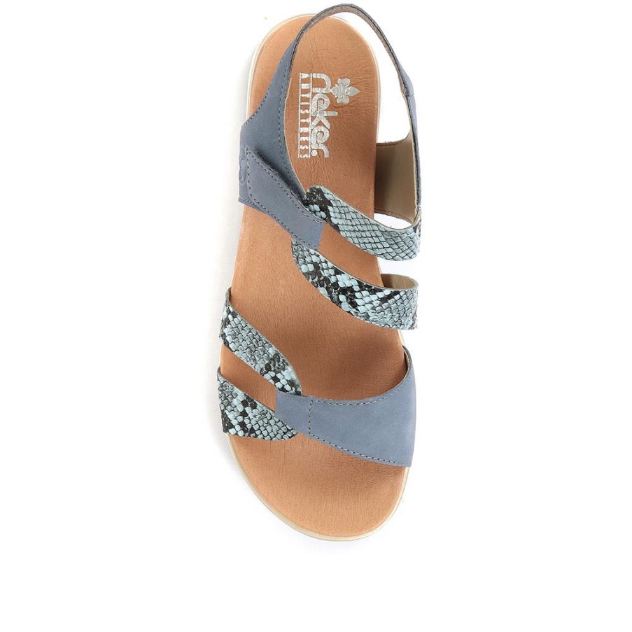 リーカー ブルー ストラップ フラット サンダル