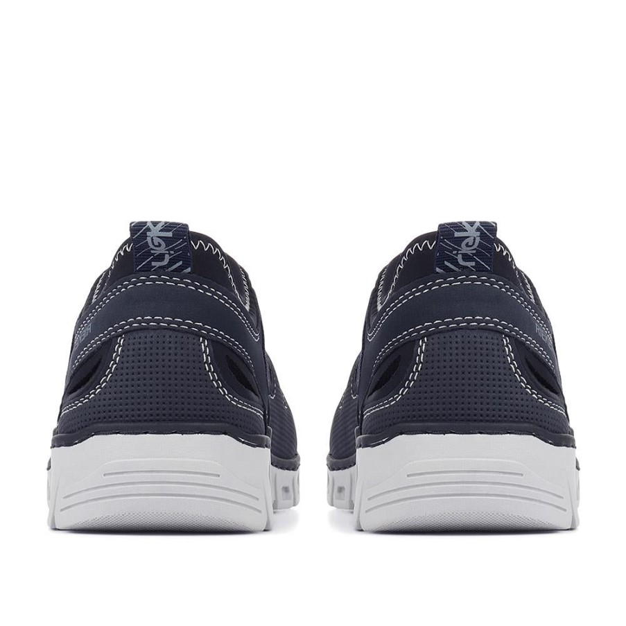 リーカー カジュアル スリッポン スニーカー ネイビー