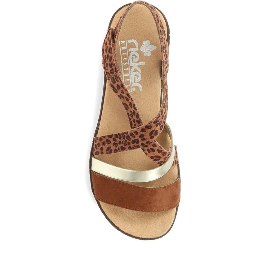 リーカー フラット スリングバック サンダル タン マルチ