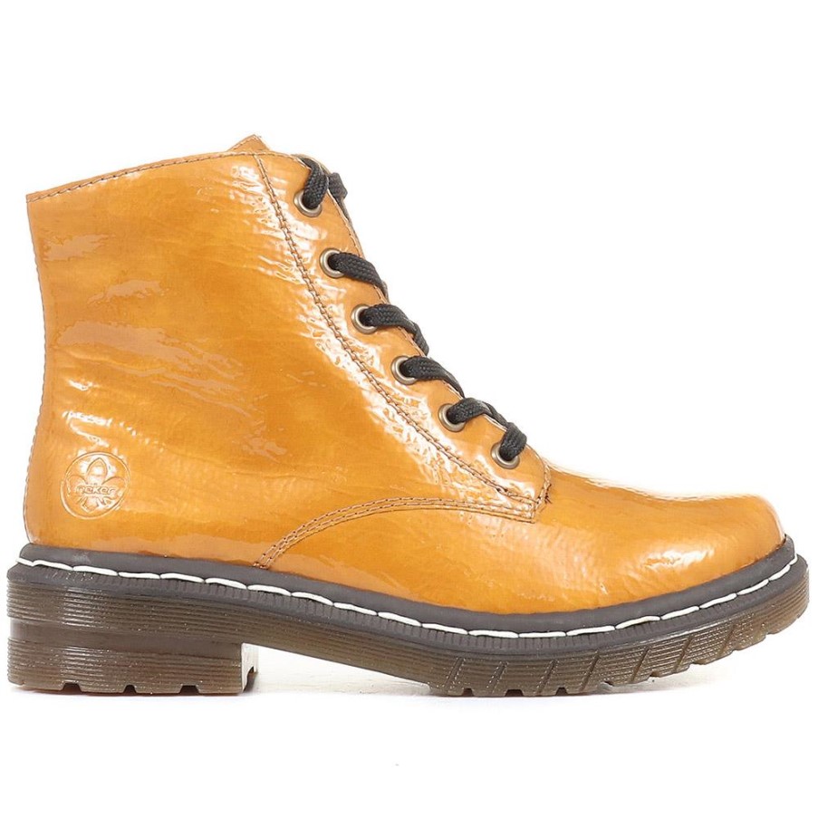 リーカー ハニー パテント レースアップ アンクルブーツ