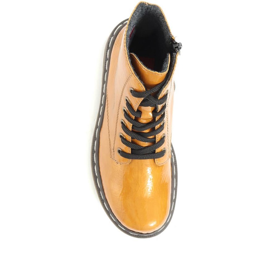 リーカー ハニー パテント レースアップ アンクルブーツ