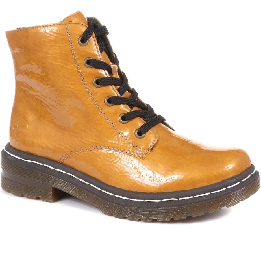 リーカー ハニー パテント レースアップ アンクルブーツ