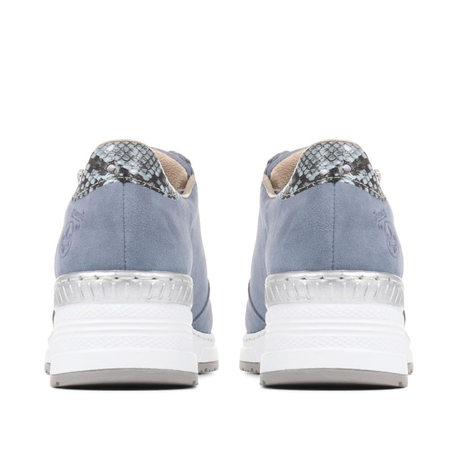 リーカー レザー ウェッジ スニーカー ブルー