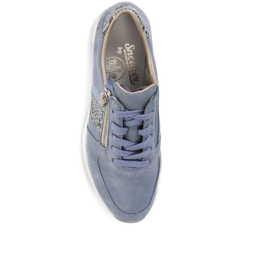 リーカー レザー ウェッジ スニーカー ブルー