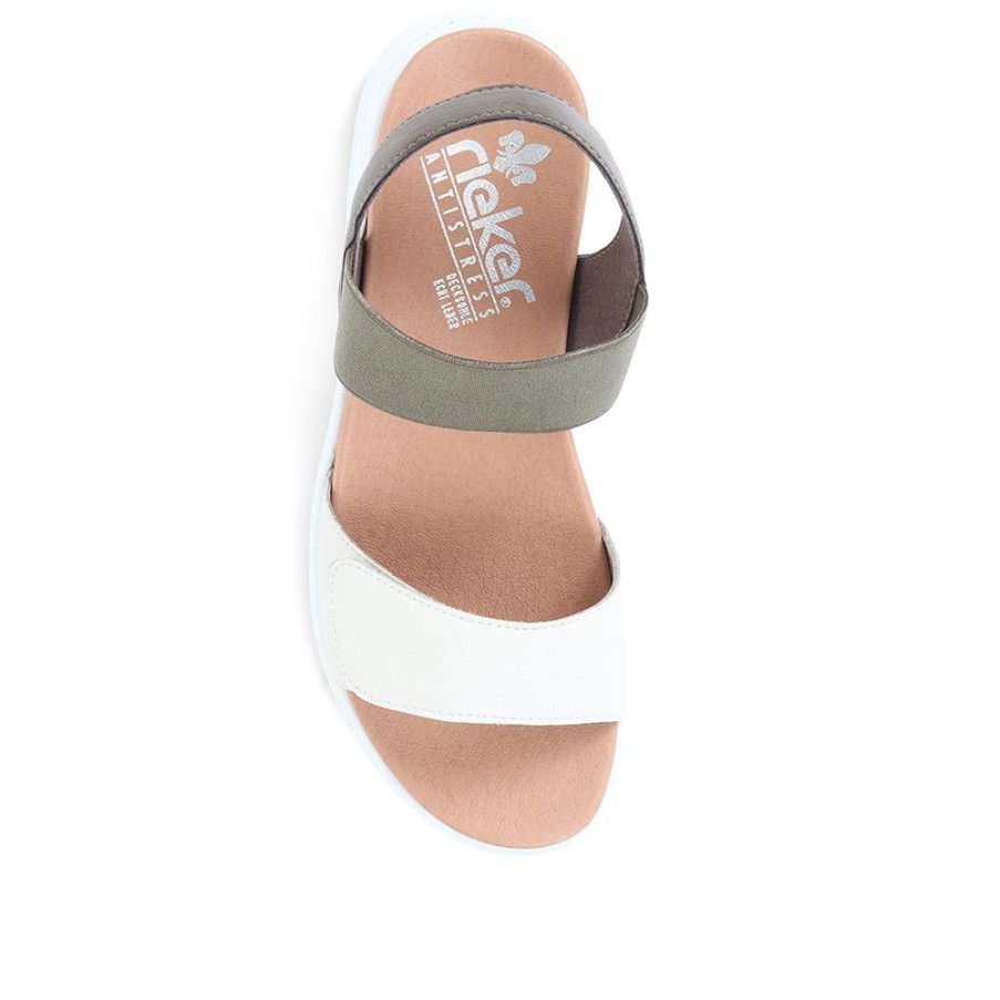 Rieker オフホワイト アジャスタブル サンダル