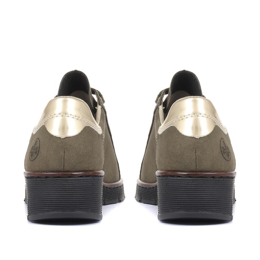 リーカー オリーブレザー レースアップスニーカー