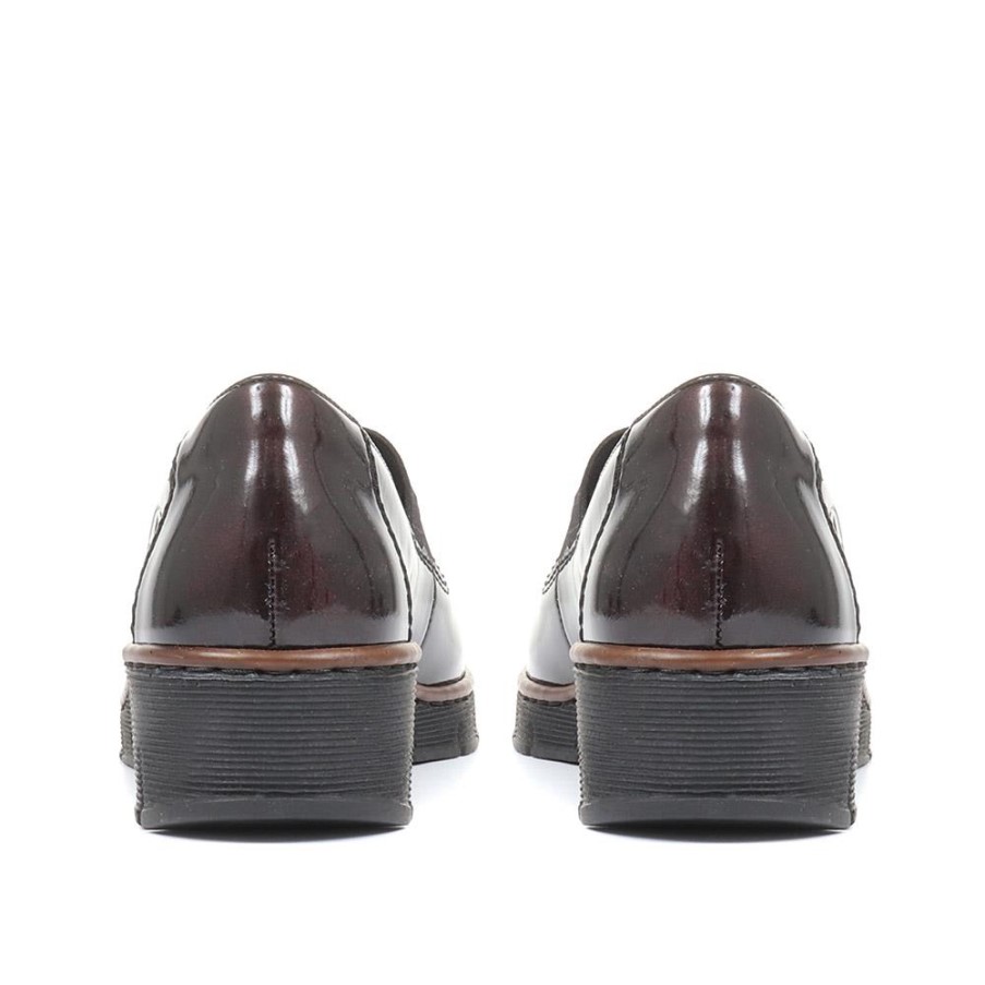 リーカー スリッポン ウェッジ シューズ バーガンディ パテント