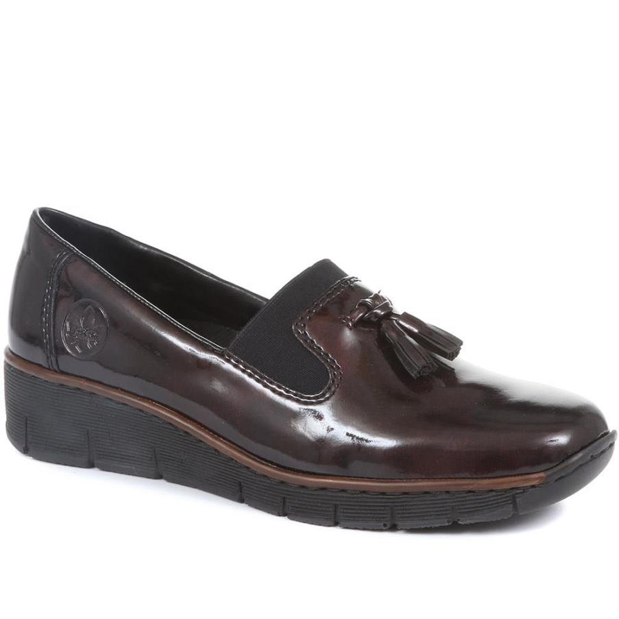 リーカー スリッポン ウェッジ シューズ バーガンディ パテント