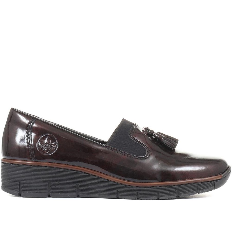 リーカー スリッポン ウェッジ シューズ バーガンディ パテント