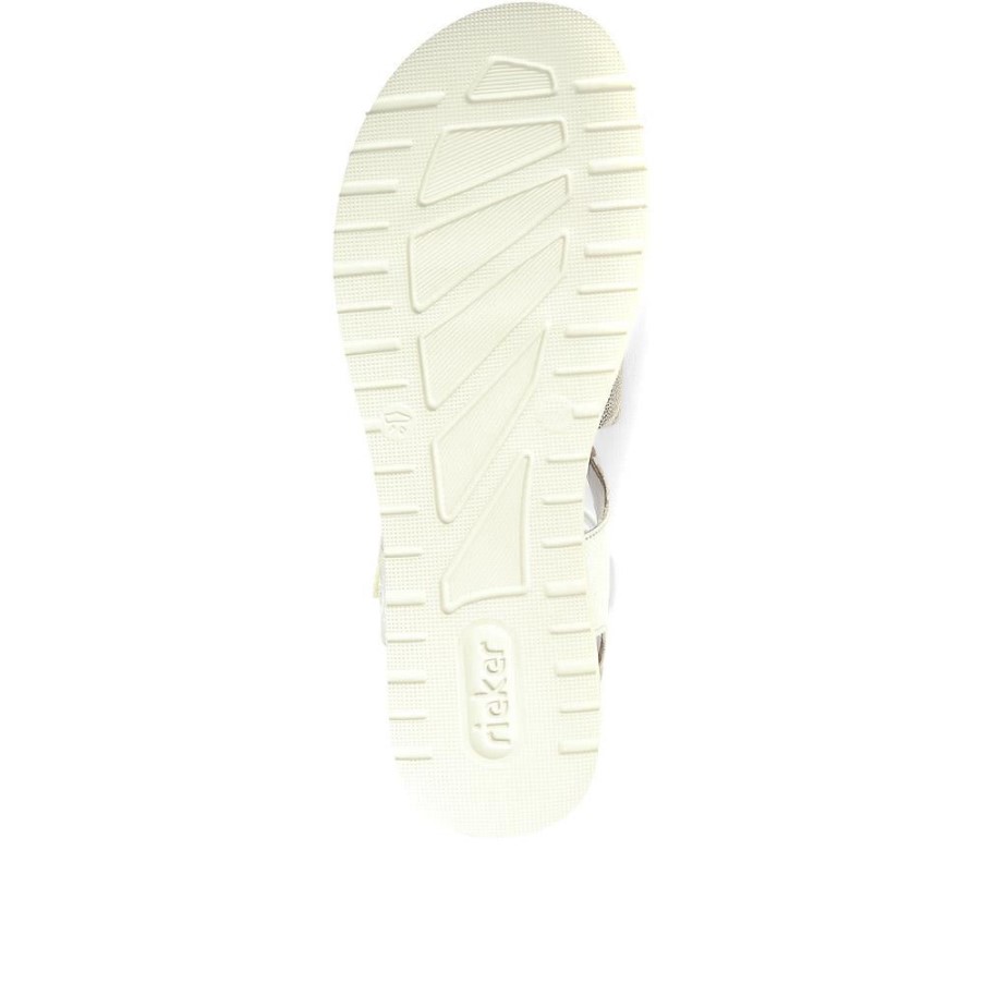 リーカー ストラップ フラット サンダル ホワイト マルチ