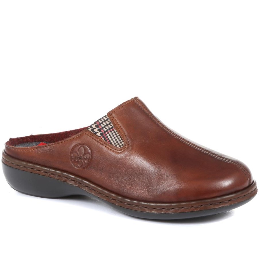 リーカータンレザーミュールスリッパ