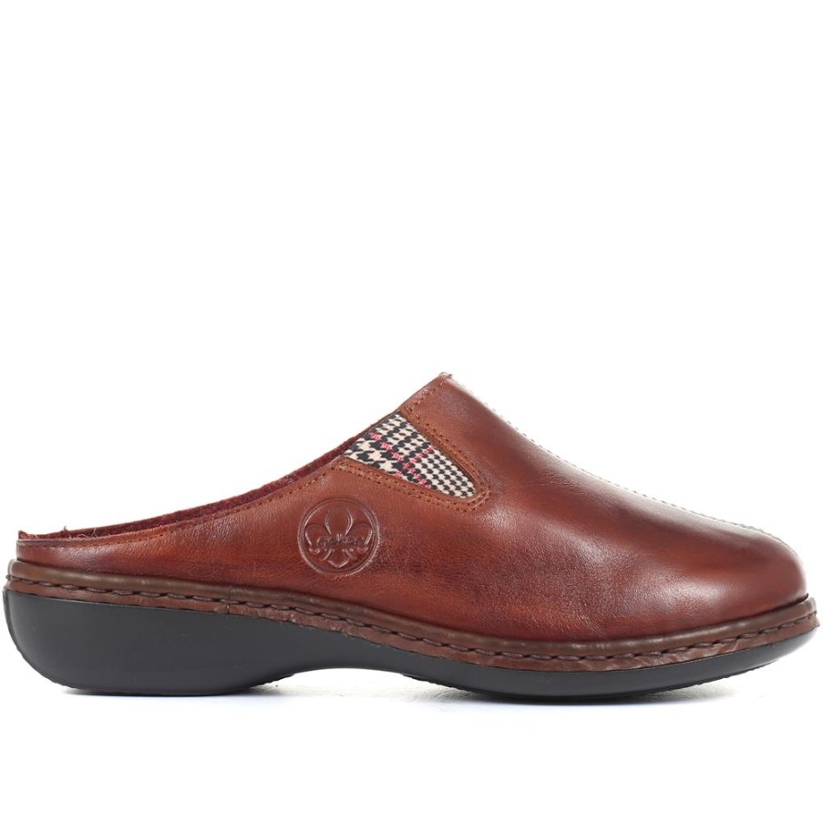 リーカータンレザーミュールスリッパ