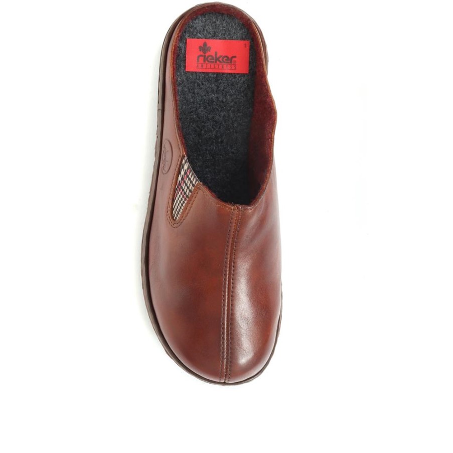 リーカータンレザーミュールスリッパ